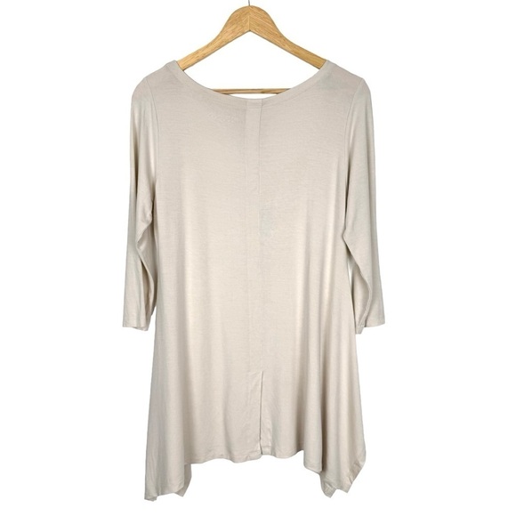 Soft Surroundings 3/4 Sleeve Jersey Knit Tunic Ivory Size Medium - Picture 2 of 11